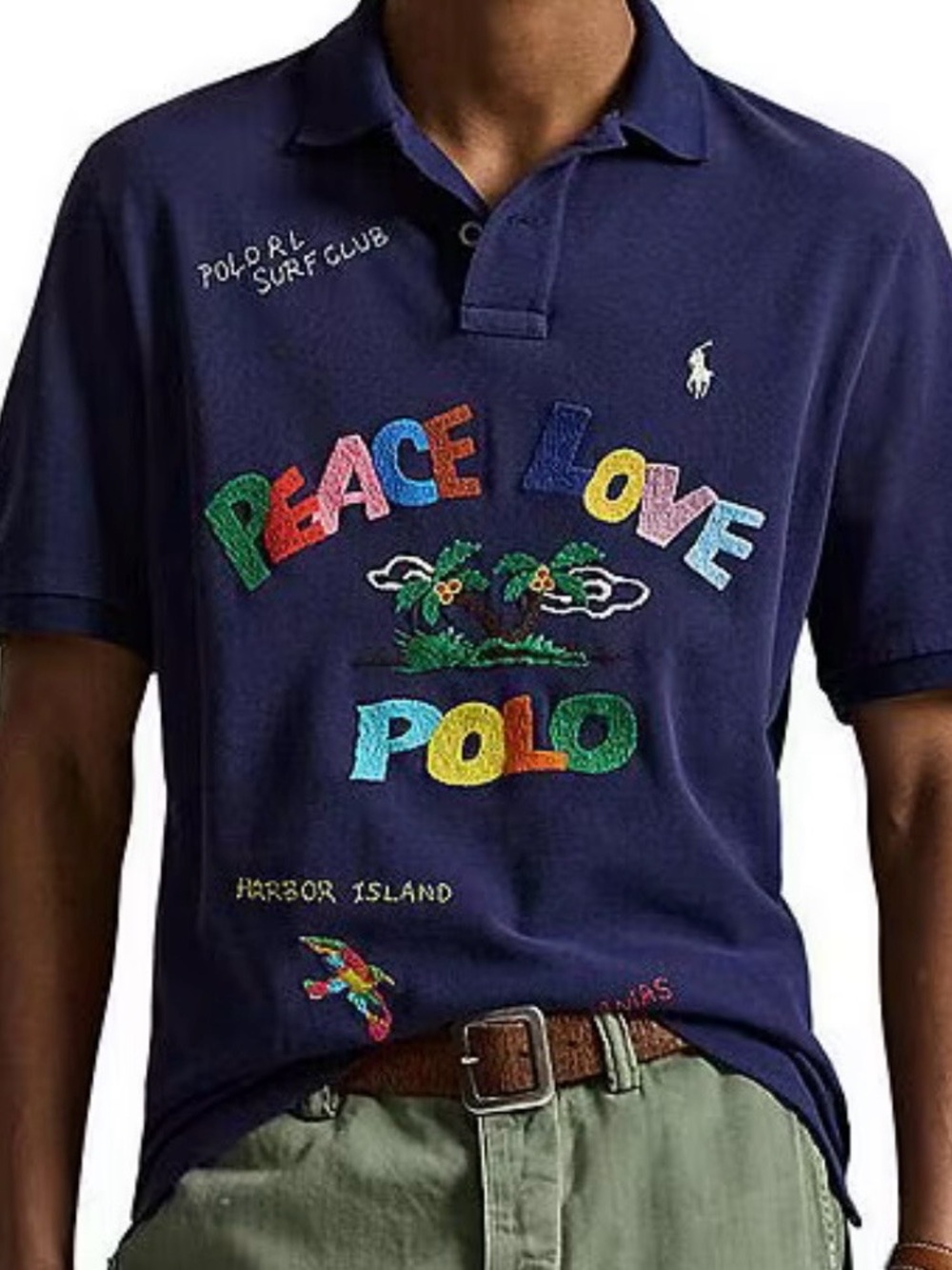 Ralph Lauren Polo Limited Edition ‘Peace Love Polo' Navy Embroidered